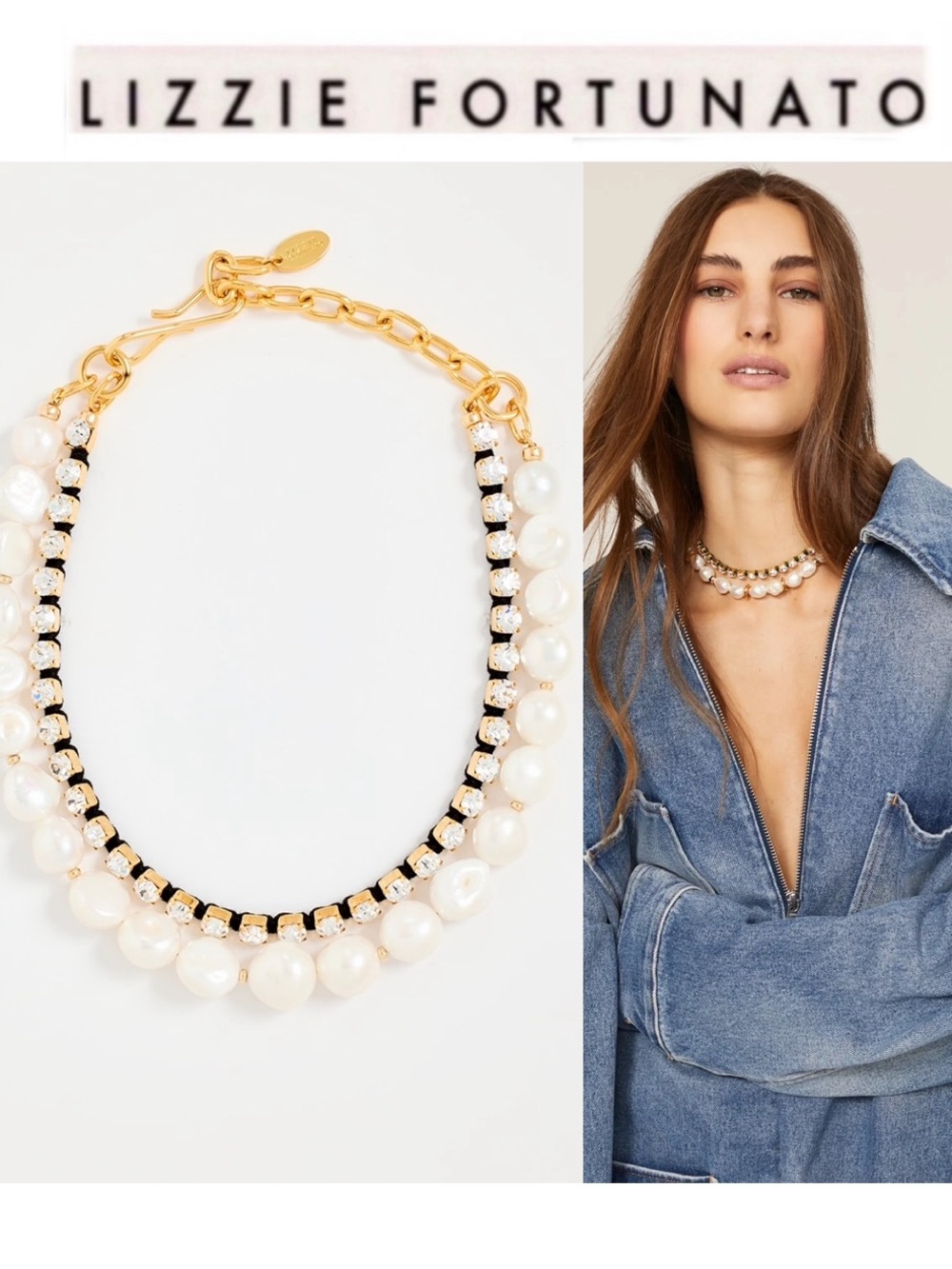 Lizzie Fortunato Crystal Lagoon li Gold & Pearl Statement Necklace Pearls $370